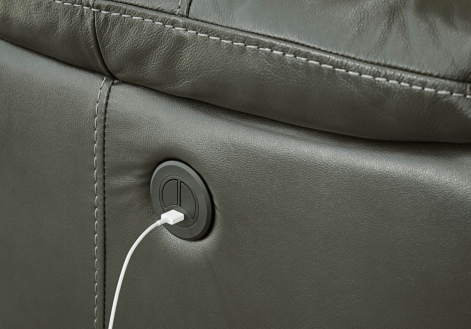 Colorado Springs Gray Leather Power Recliner - Image 3