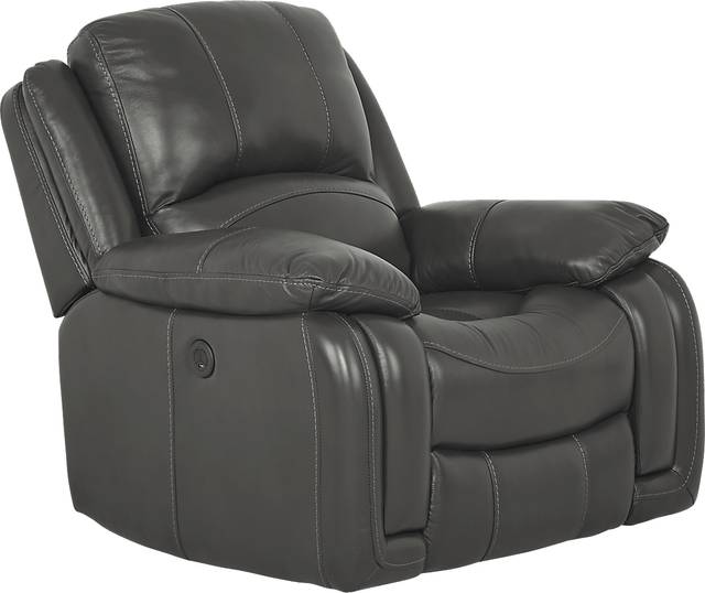 Colorado Springs Gray Leather Power Recliner - Thumbnail - Image 1