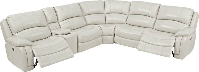 Colorado Springs White 6 Pc Leather Power Reclining Sectional - Thumbnail - Image 3