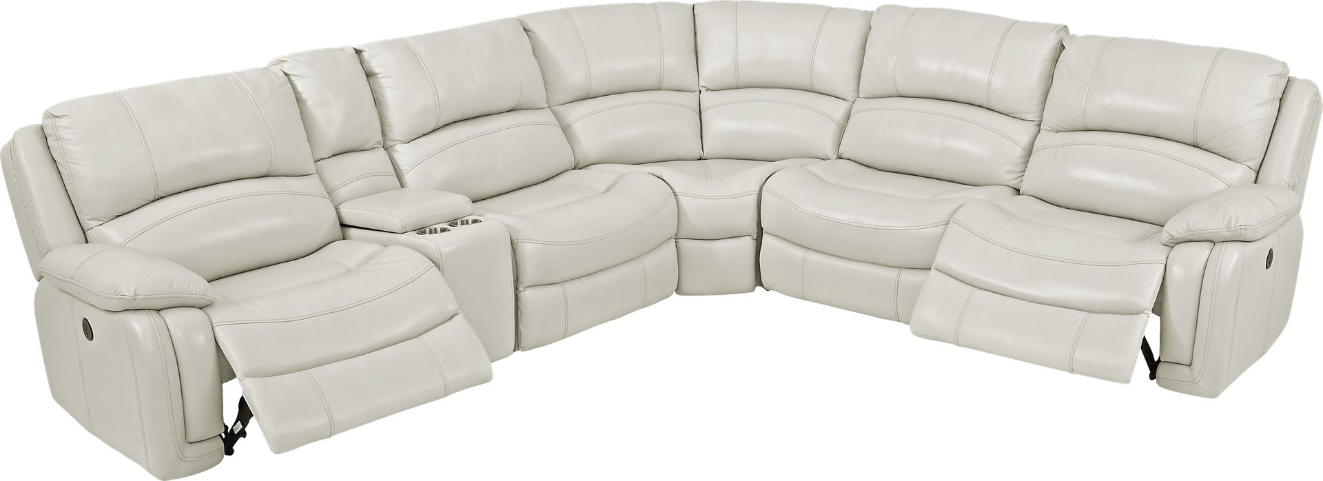 Colorado Springs White 6 Pc Leather Power Reclining Sectional - Image 3