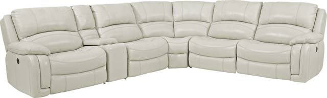 Colorado Springs White 6 Pc Leather Power Reclining Sectional - Thumbnail - Image 1