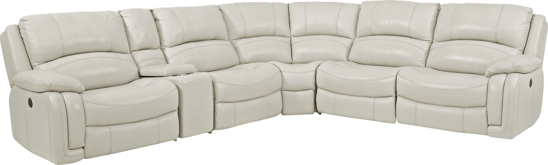Colorado Springs White 6 Pc Leather Power Reclining Sectional - Image 1