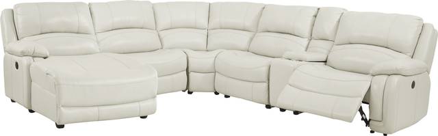 Colorado Springs White 6 Pc Leather Power Reclining Sectional - Thumbnail - Image 3