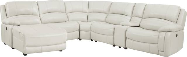 Colorado Springs White 6 Pc Leather Power Reclining Sectional - Thumbnail - Image 1