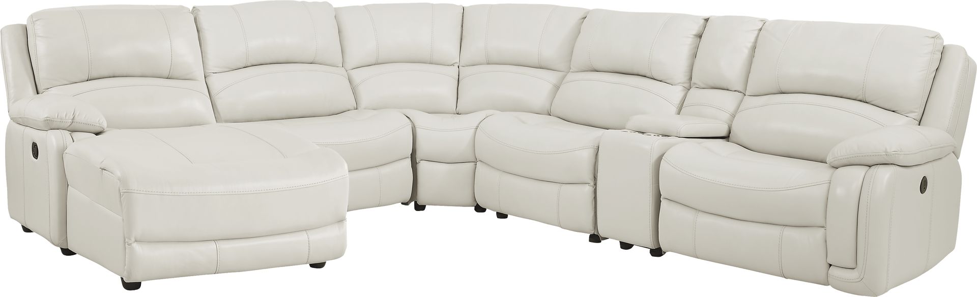 Colorado Springs White 6 Pc Leather Power Reclining Sectional - Image 1