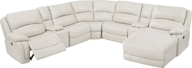 Colorado Springs White 7 Pc Leather Power Reclining Sectional - Thumbnail - Image 3