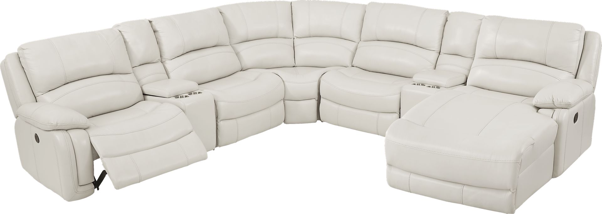 Colorado Springs White 7 Pc Leather Power Reclining Sectional - Image 3