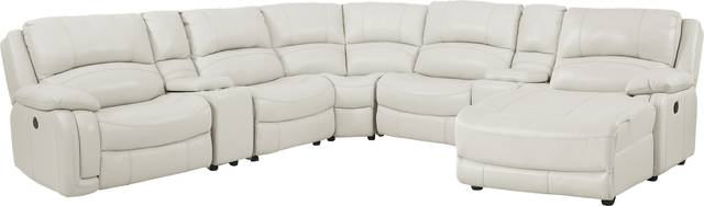 Colorado Springs White 7 Pc Leather Power Reclining Sectional - Thumbnail - Image 1