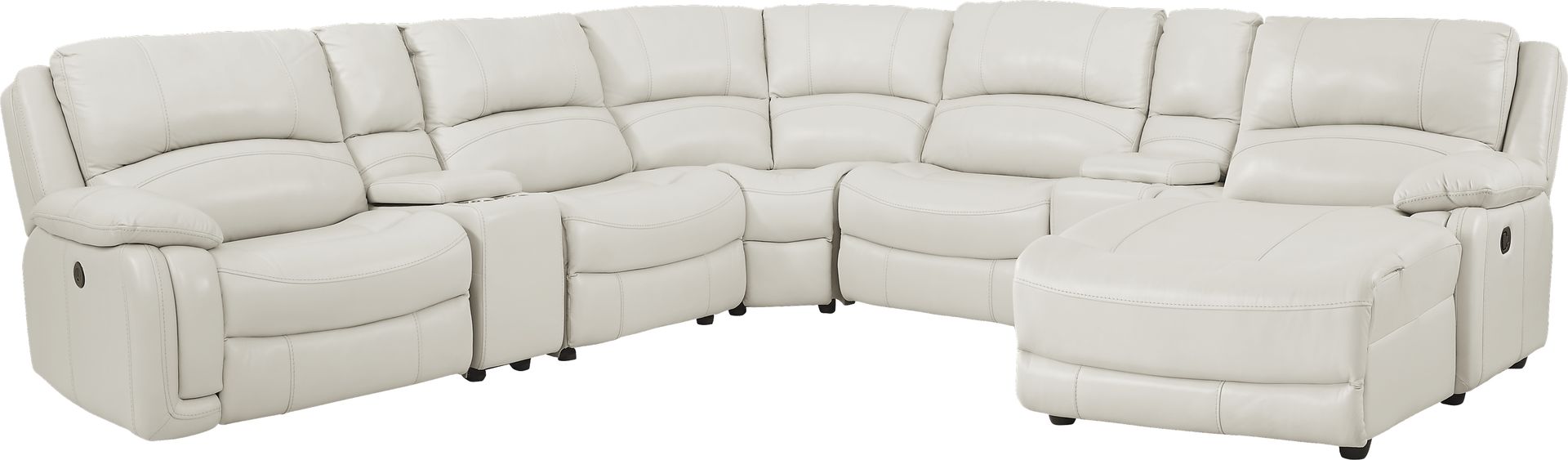 Colorado Springs White 7 Pc Leather Power Reclining Sectional - Image 1