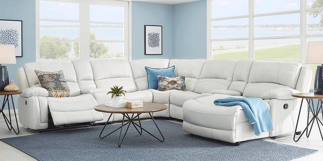 Colorado Springs White 7 Pc Leather Power Reclining Sectional - Thumbnail - Image 2