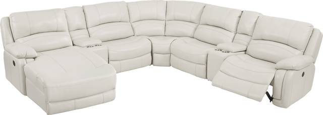 Colorado Springs White 7 Pc Leather Power Reclining Sectional - Thumbnail - Image 3