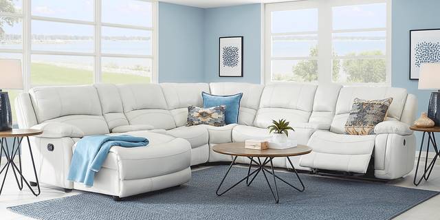 Colorado Springs White 7 Pc Leather Power Reclining Sectional - Thumbnail - Image 2