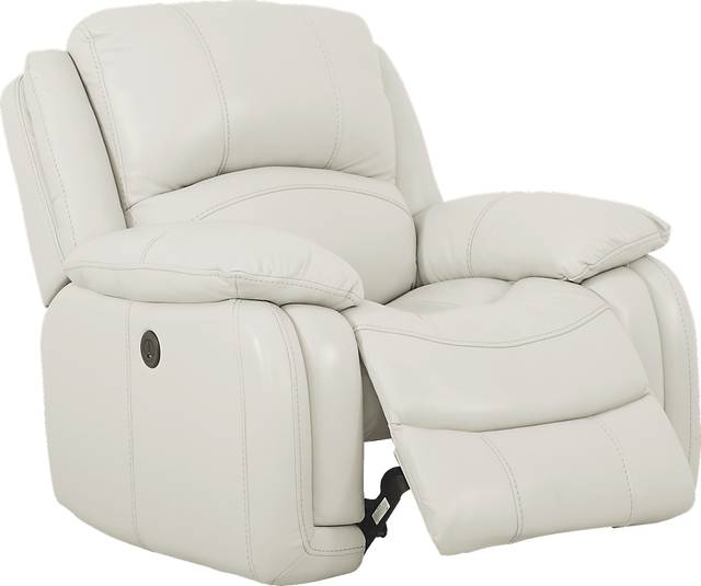 Colorado Springs White Leather Power Recliner - Thumbnail - Image 2