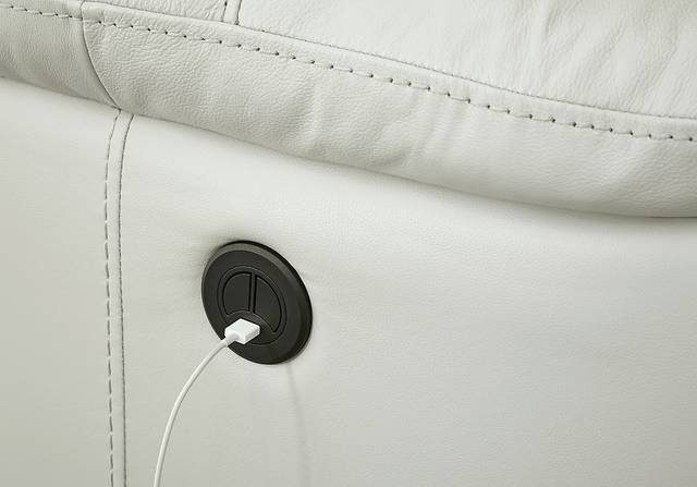 Colorado Springs White Leather Power Recliner - Thumbnail - Image 3