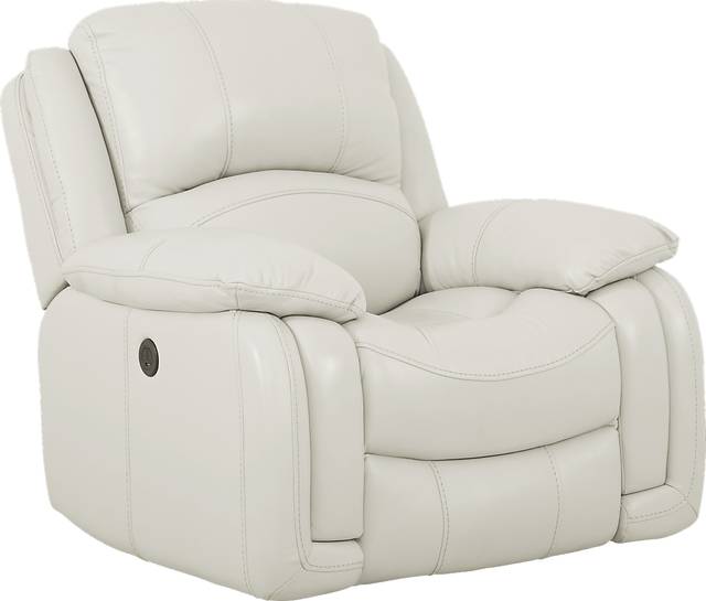 Colorado Springs White Leather Power Recliner - Thumbnail - Image 1