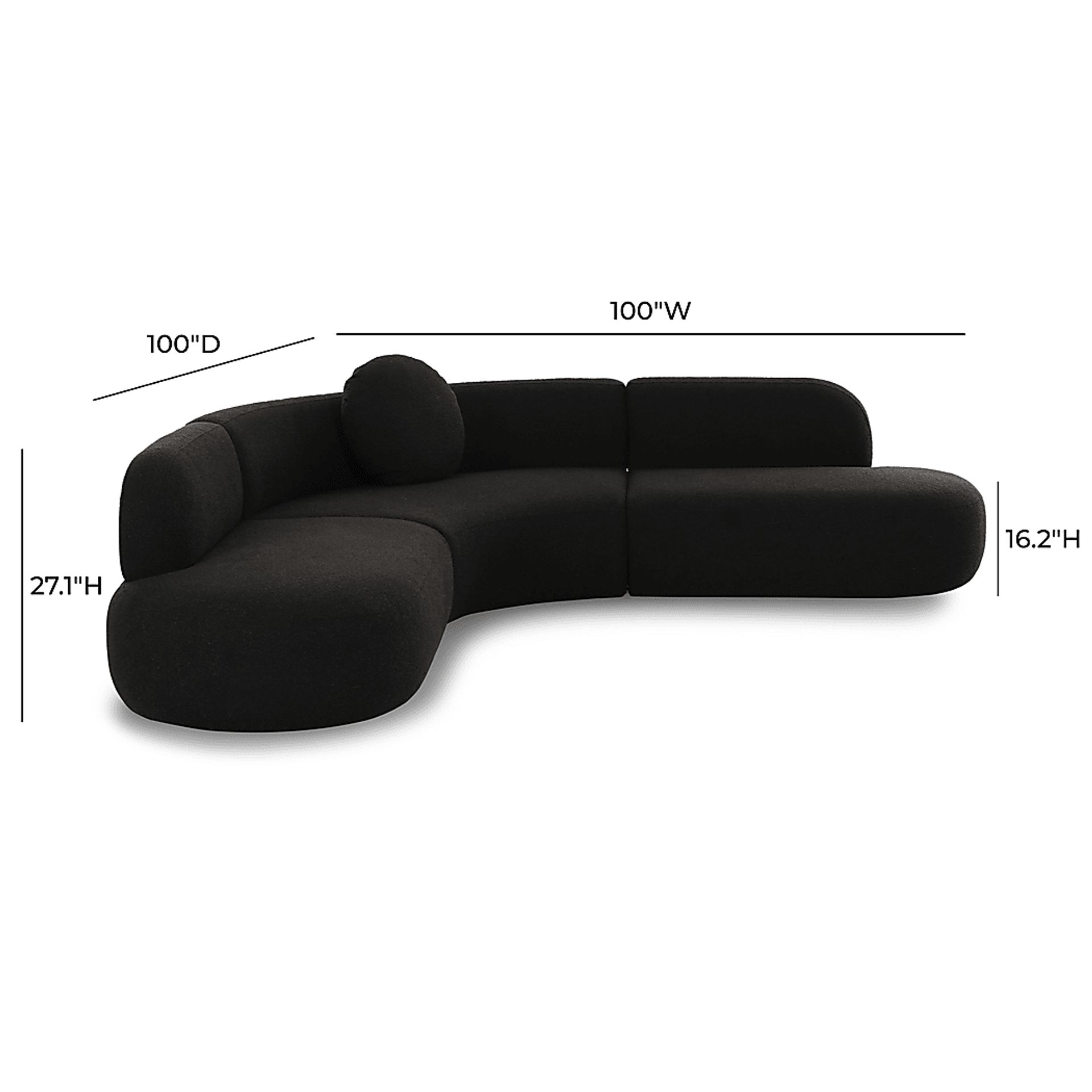 Columa Black 3 Pc Sectional - Image 4