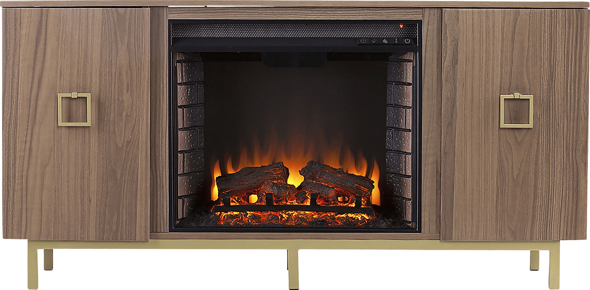 Columbiana II Natural 54 in. Console with Electric Fireplace Electric Fireplace - Image 3