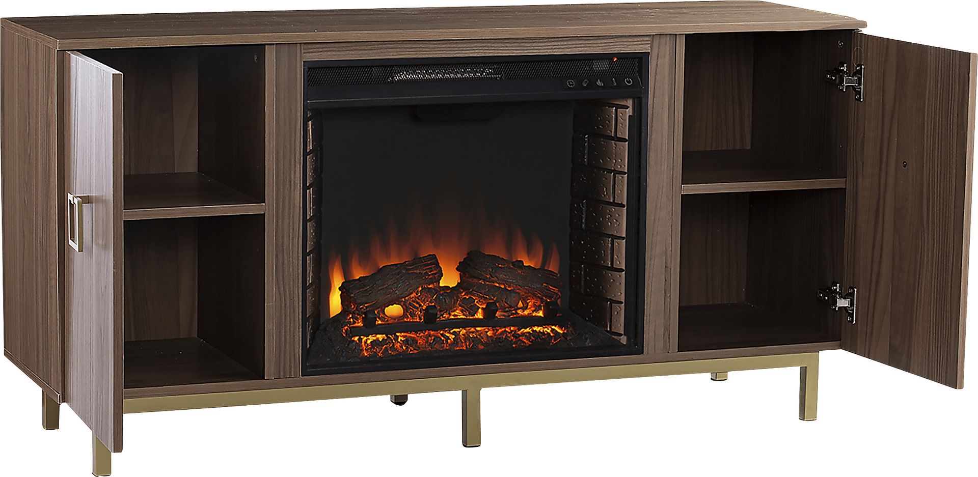 Columbiana II Natural 54 in. Console with Electric Fireplace Electric Fireplace - Image 5
