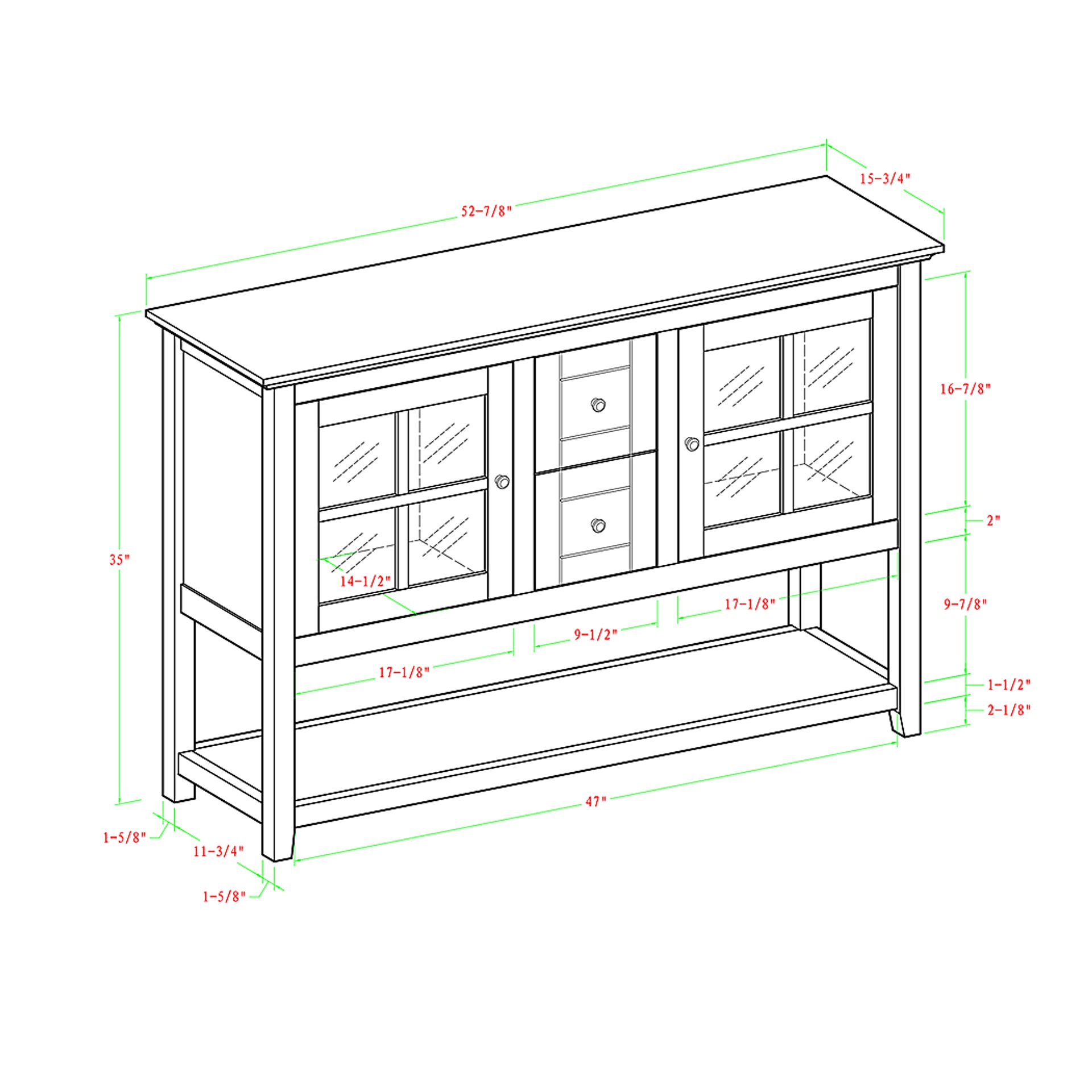 Columby Red Buffet 52 in. Console Table - Image 4