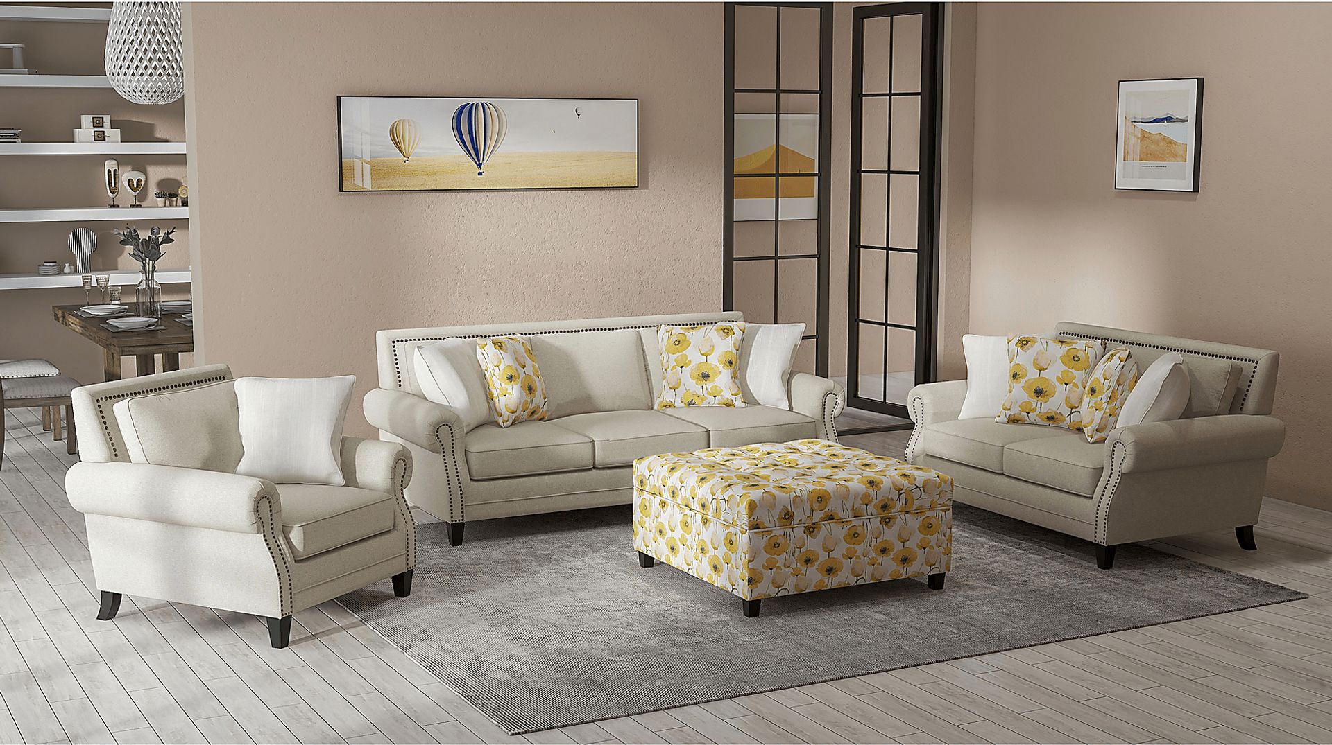 Colwood Yellow Storage Ottoman - Image 4