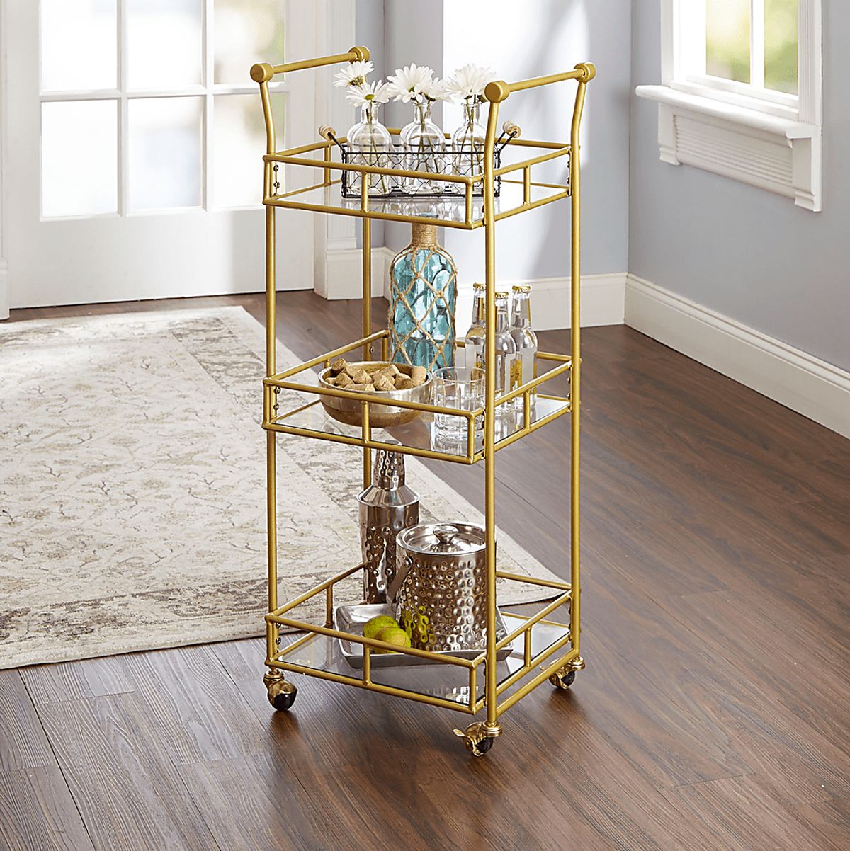 Colwyn Gold Colors,Metal Bar Cart | Rooms to Go