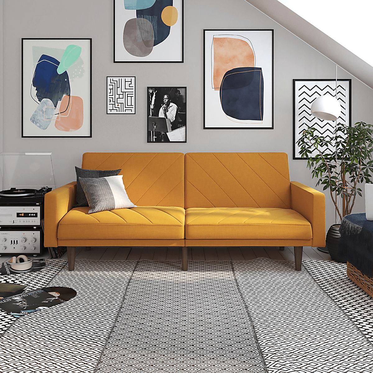 Colyer Mustard Yellow Futon Rooms to Go