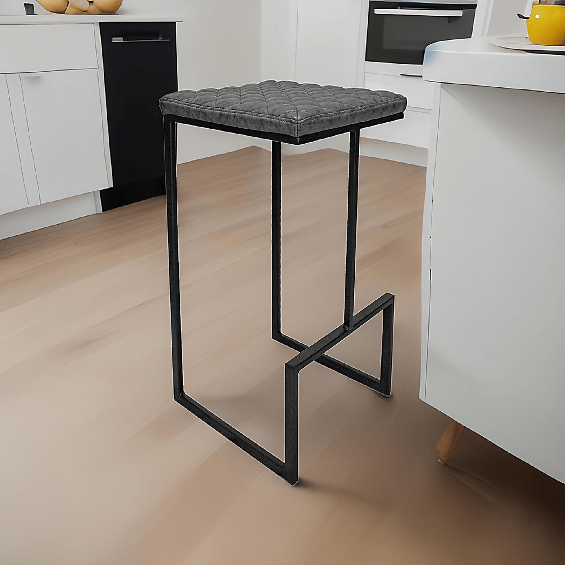 Comere Gray/Black Barstool, Set of 2 - Image 2