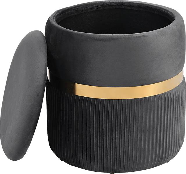 Concona Gray/Gold Storage Ottoman - Thumbnail - Image 5