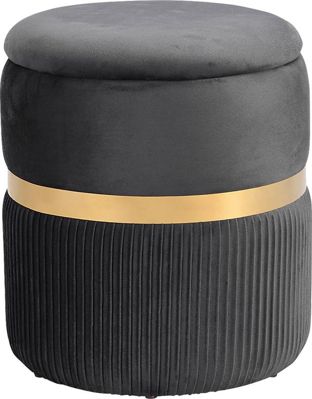 Concona Gray/Gold Storage Ottoman - Thumbnail - Image 1