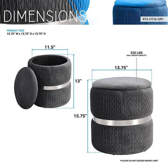 Concona Gray/Silver Storage Ottoman - Thumbnail - Image 4