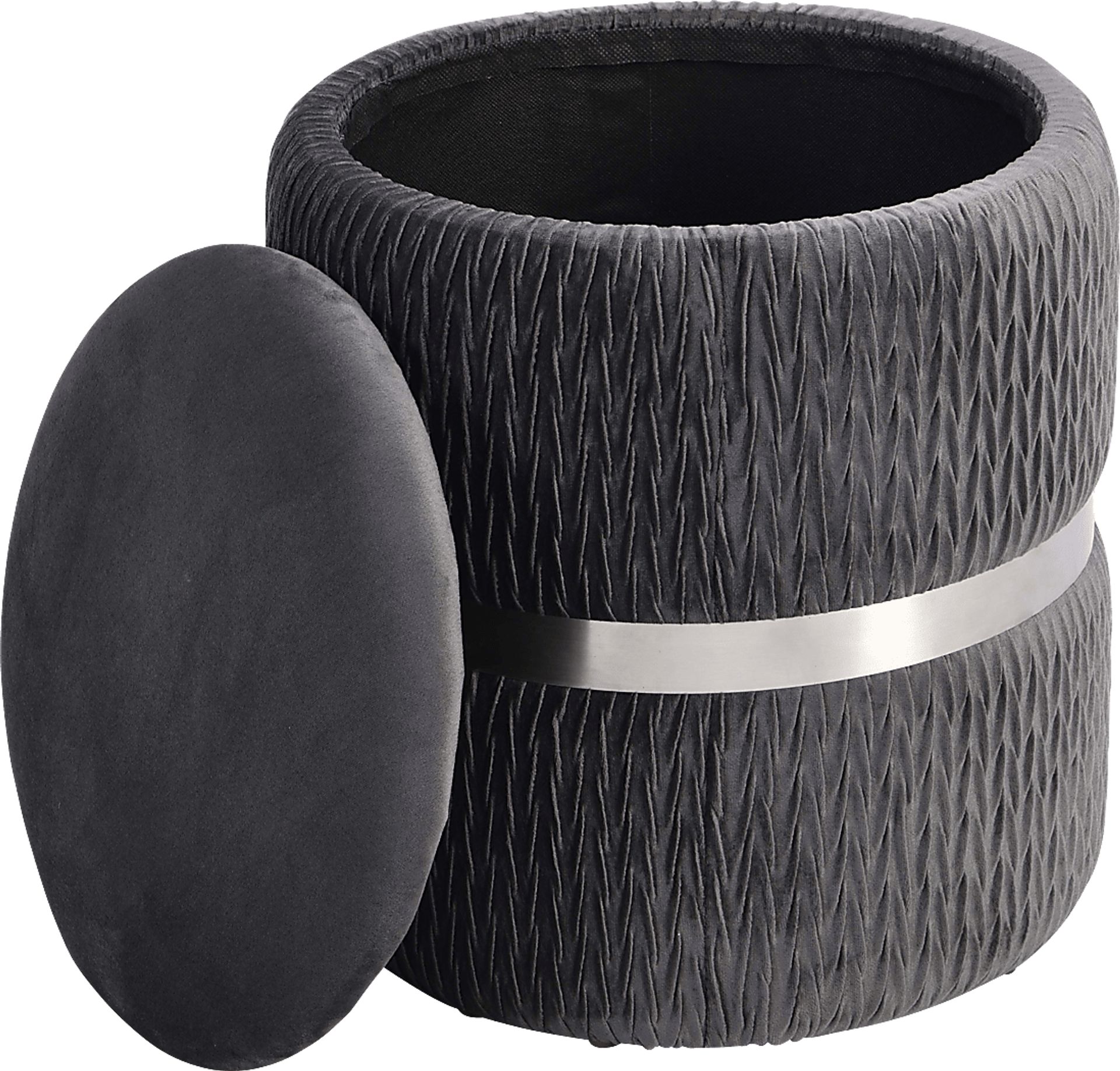 Concona Gray/Silver Storage Ottoman - Image 5