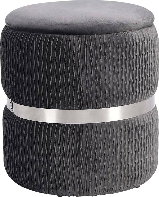 Concona Gray/Silver Storage Ottoman - Thumbnail - Image 1