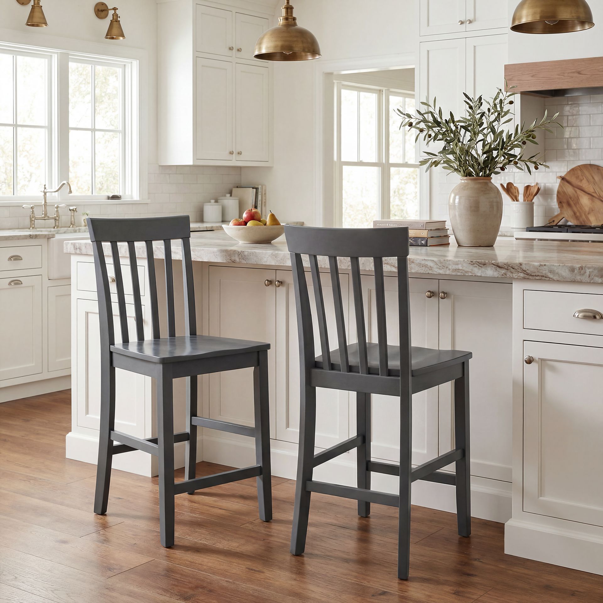 Concord White 5 Pc Counter Height Drop Leaf Dining Room with Black Slat Back Stools - Image 11