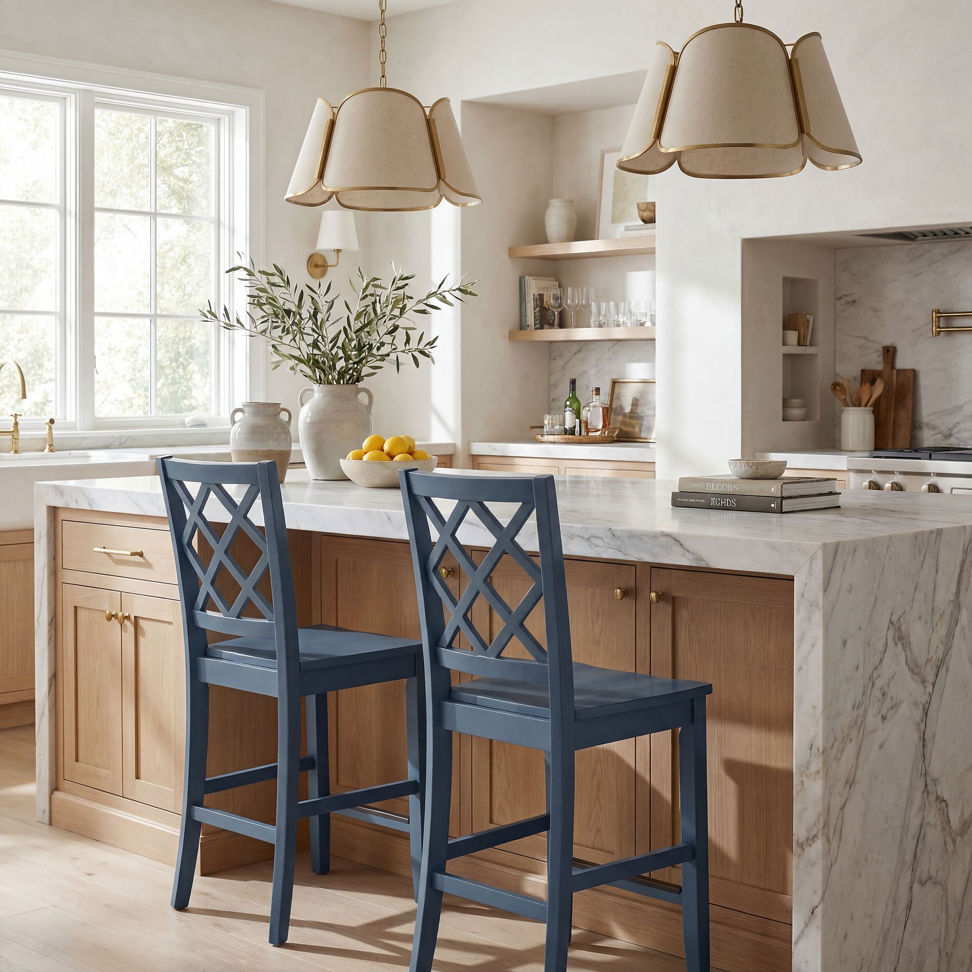 Concord White 3 Pc Counter Height Drop Leaf Dining Room with Blue Diamond Back Stools - Image 12