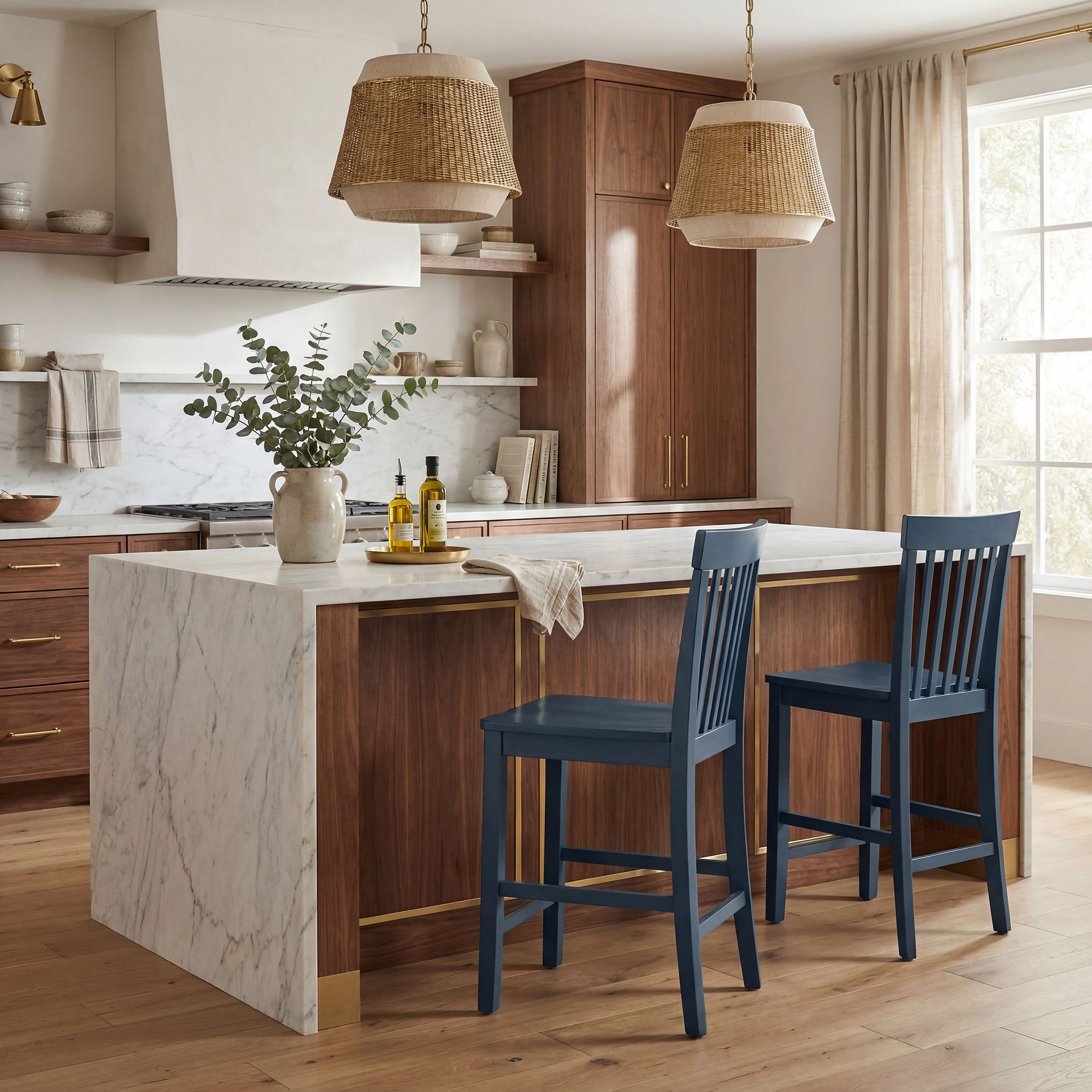 Concord White 3 Pc Counter Height Drop Leaf Dining Room with Blue Slat Back Stools - Image 12