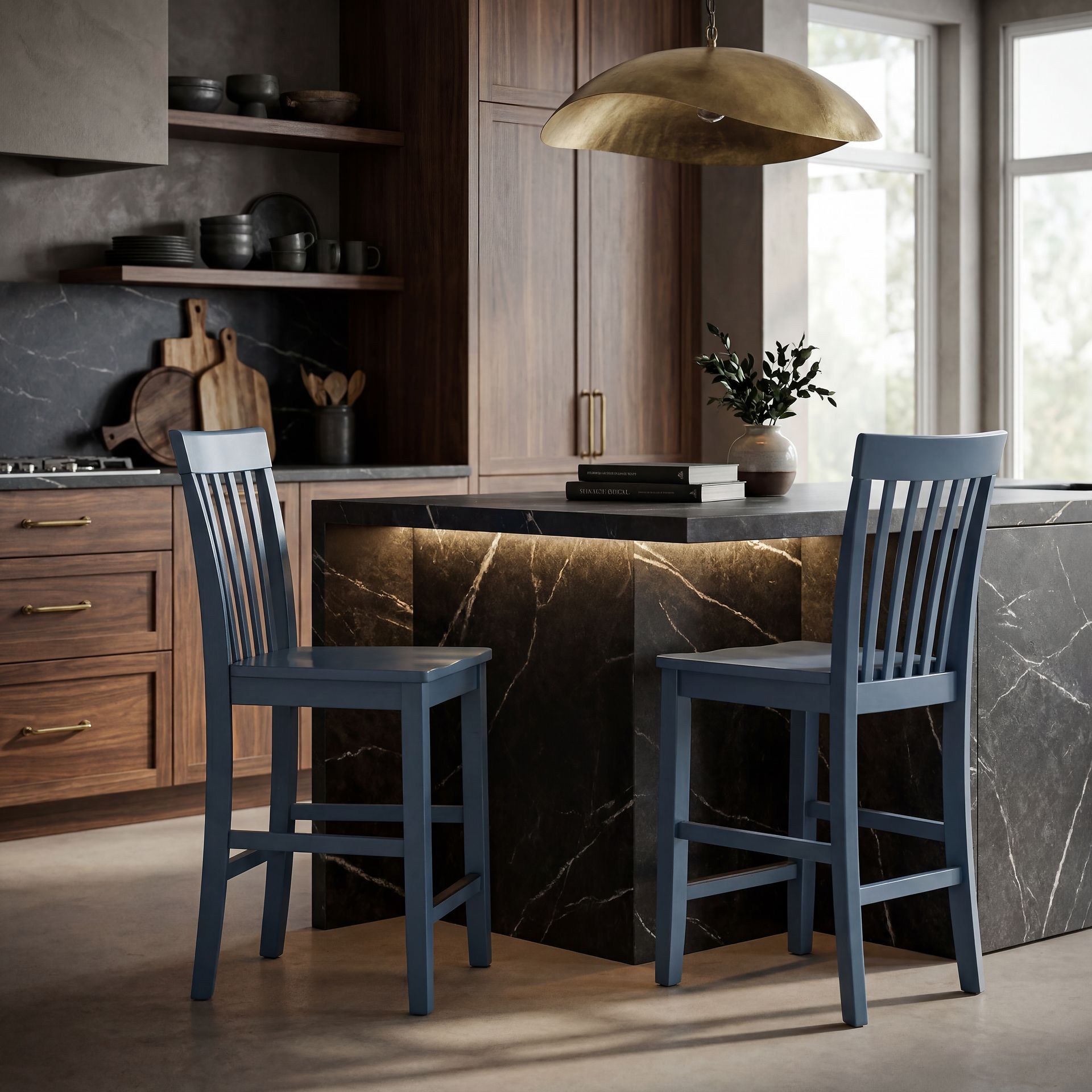 Concord White 3 Pc Counter Height Drop Leaf Dining Room with Blue Slat Back Stools - Image 13
