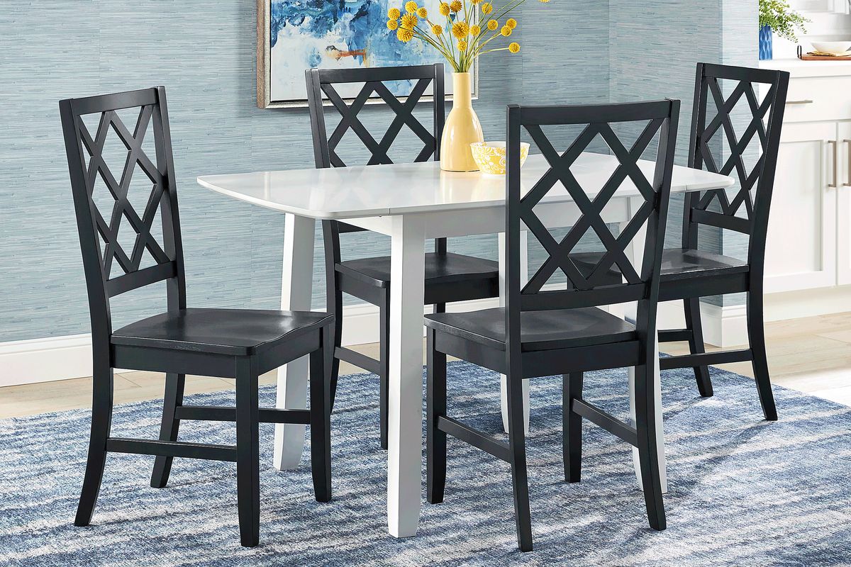 Concord 5 Pc White Colors,White Black Dining Room Set With Dining Table ...