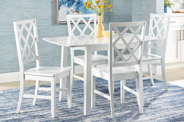 Concord White 5 Pc Drop Leaf Dining Room with Diamond Back Chairs - Thumbnail - Image 1