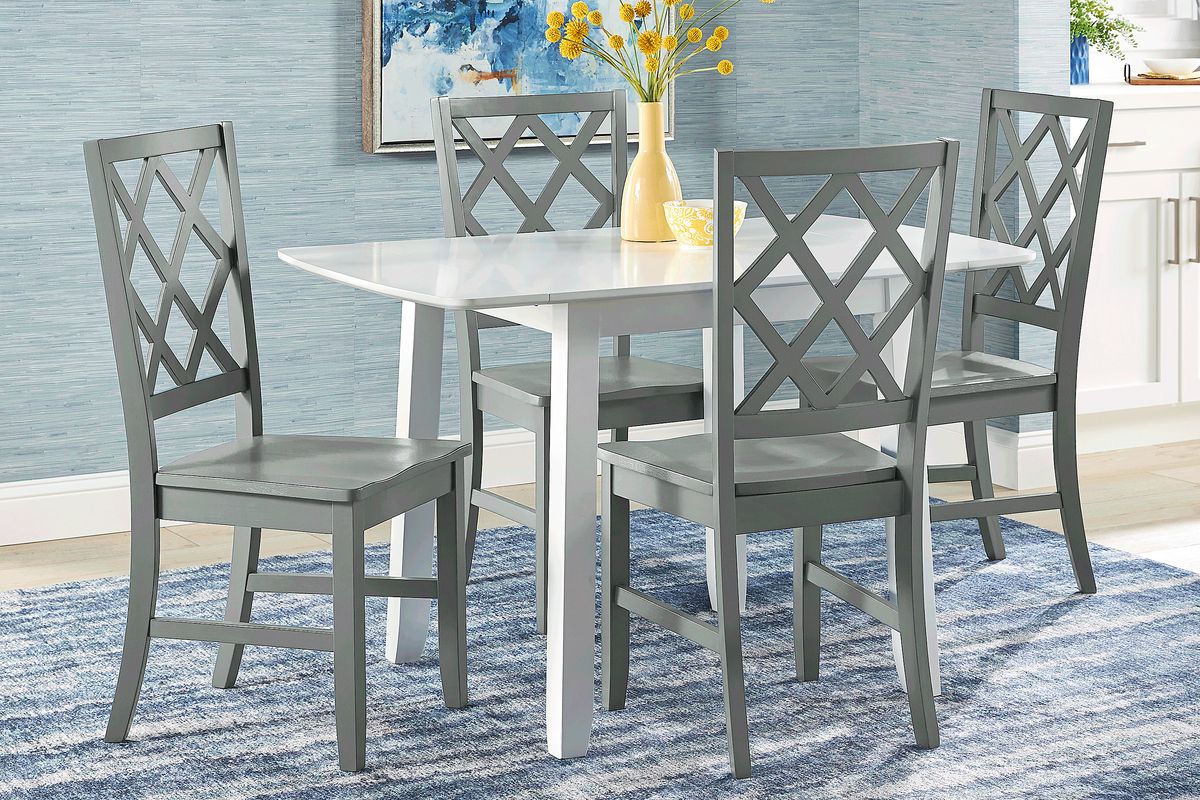 Concord 5 Pc White Colors,White Gray Dining Room Set With Dining Table ...