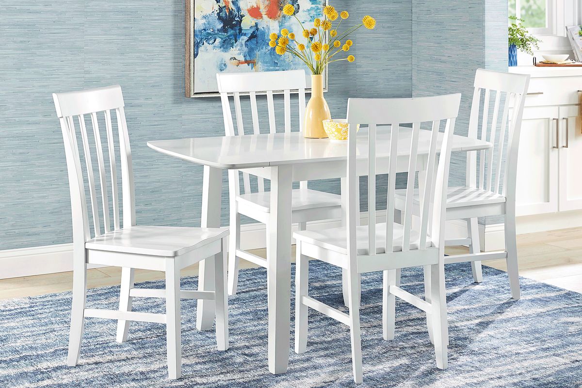 Concord 5 Pc White Colors,White Dining Room Set With Dining Table, Side ...