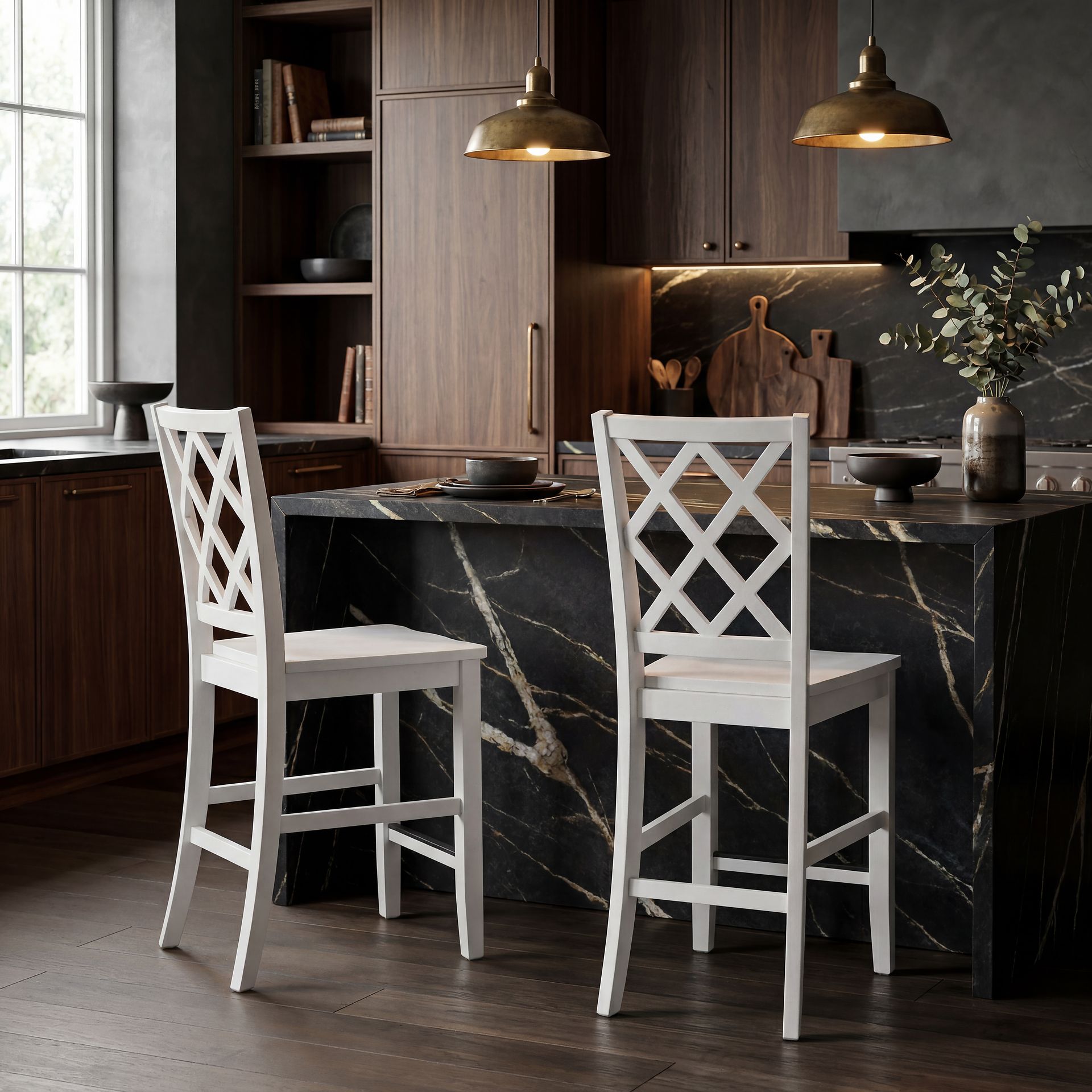 Concord White 3 Pc Counter Height Drop Leaf Dining Room with White Diamond Back Stools - Image 12
