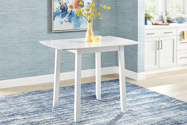 Concord White 5 Pc Counter Height Drop Leaf Dining Room with Blue Slat Back Stools - Thumbnail - Image 4