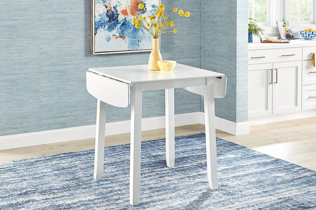 Concord White 5 Pc Counter Height Drop Leaf Dining Room with Blue Slat Back Stools - Thumbnail - Image 5
