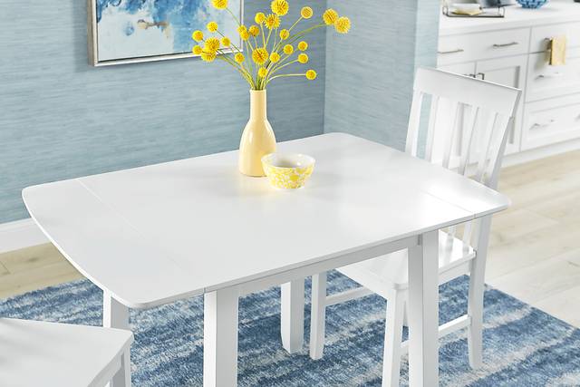 Concord White 5 Pc Counter Height Drop Leaf Dining Room with Blue Slat Back Stools - Thumbnail - Image 7