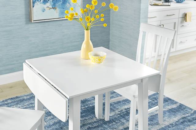 Concord White 5 Pc Counter Height Drop Leaf Dining Room with Blue Slat Back Stools - Thumbnail - Image 8