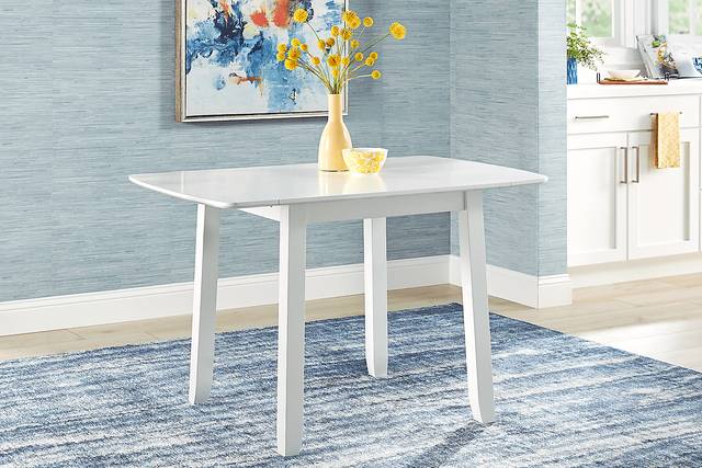 Concord White 5 Pc Drop Leaf Dining Room with Blue Slat Back Chairs - Thumbnail - Image 4
