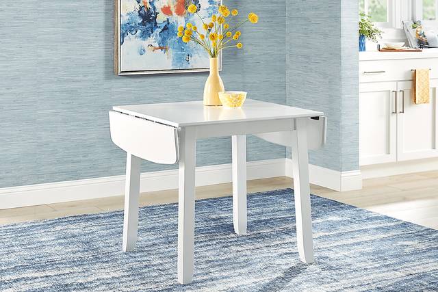 Concord White 5 Pc Drop Leaf Dining Room with Blue Slat Back Chairs - Thumbnail - Image 5