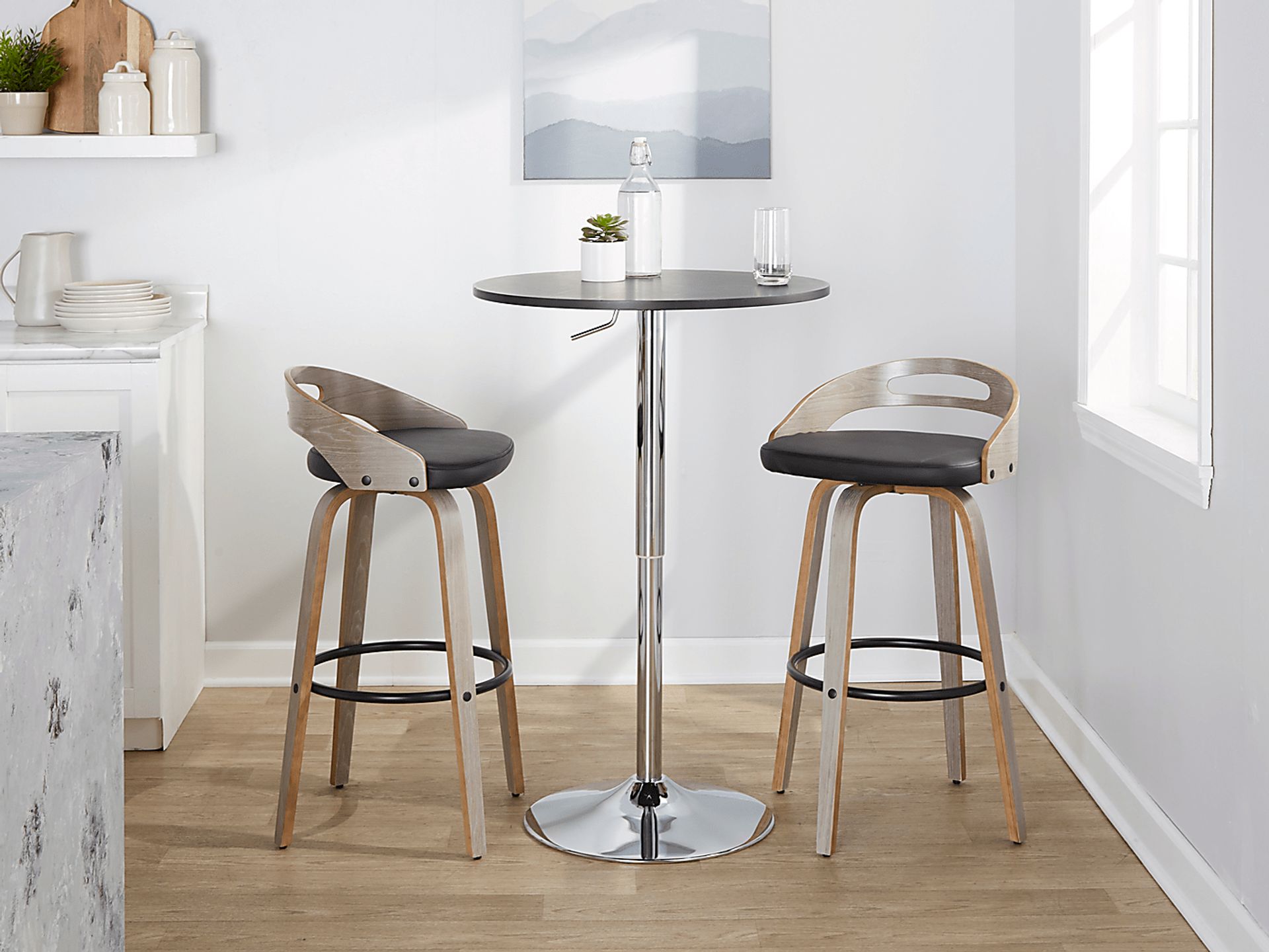 Congreve II Black Swivel Barstool, Set of 2 - Image 2