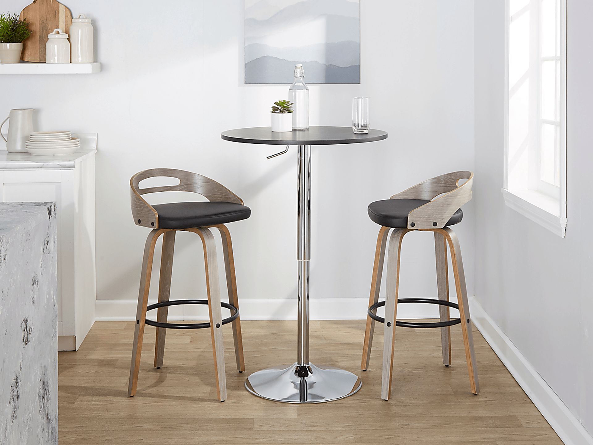 Congreve II Black Swivel Barstool, Set of 2 - Image 3