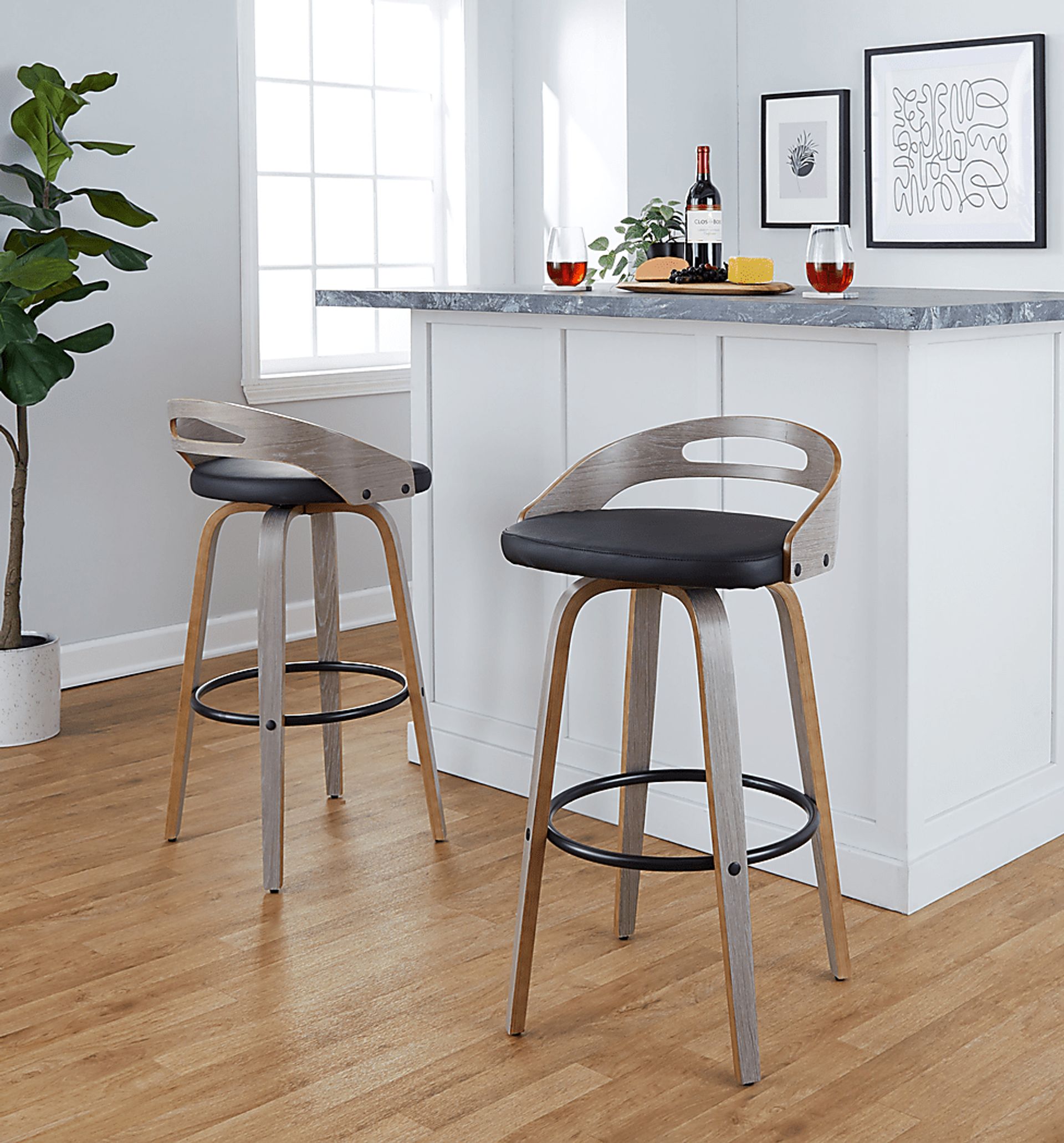 Congreve II Black Swivel Barstool, Set of 2 - Image 5